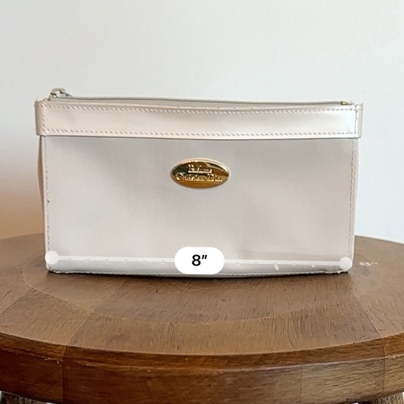 Vintage Christian Dior Parfume Bag Makeup Case Toiletry Kit Clutch Light  Grey - Picture 3 of 15